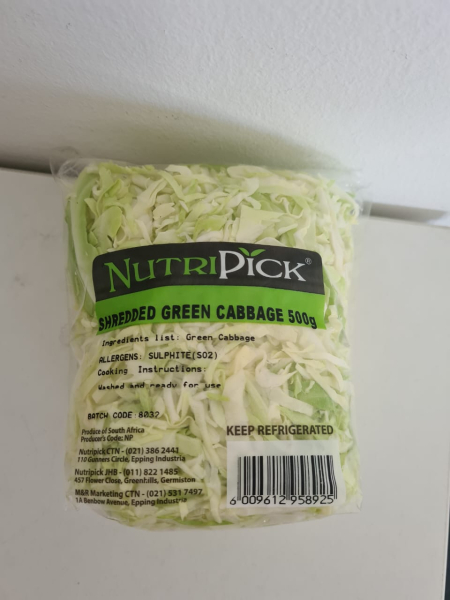 Nutripick Cabbage Shredded 500g