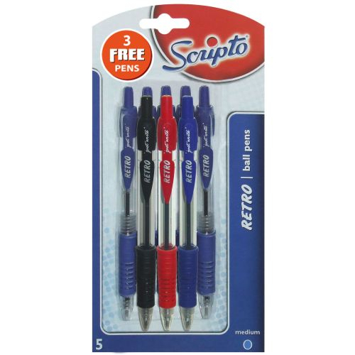 Scripto Retro Ball Pen 5carded 5 &#039;s