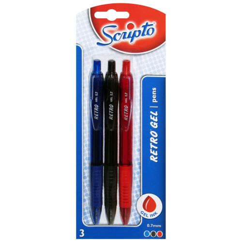 Scripto Retro Gel Pen Bi/blk/red 3 &#039;s