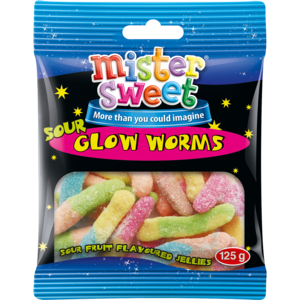 Mister Sweet Sour Glow Worms 125 G