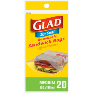 Glad Sandwich Zipper Medium 20 &#039;s