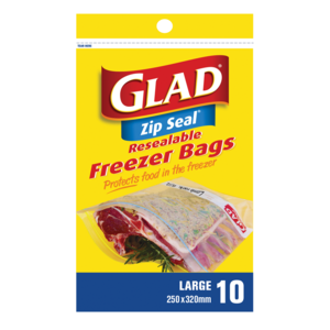 Glad Freezer Bags Large Zipper 10 &#039;s