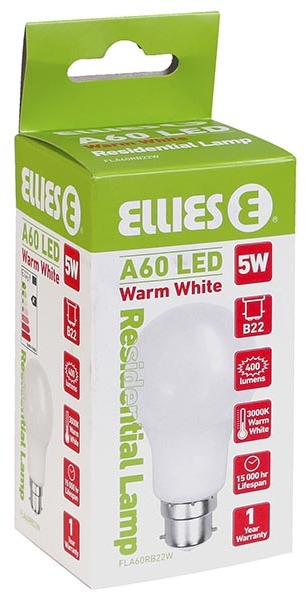 Ellies Led 5w A60 Res Lamp W/w 1 &#039;s