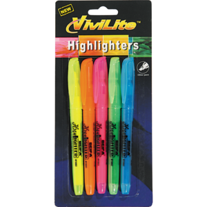 Highlighters Assorted Colours 5 &#039;s