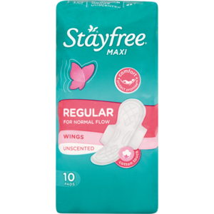 Stayfree Maxi Thick Wings Unscented 10 &#039;s