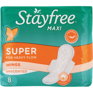 Stayfree Maxi Thick S/wings Unscent 8 &#039;s