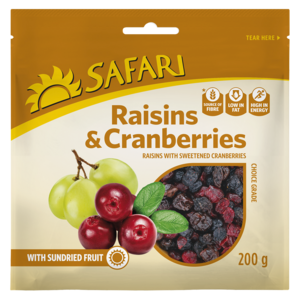 Safari Fruit Snack Raisin &amp; Cranber 200 G