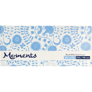 Moments Facial Tissues Blue &amp; White 200 &#039;s