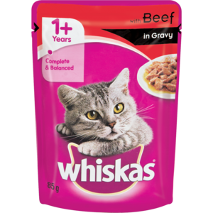 Whiskas Adlt Beef In Gravy Singles 85 G